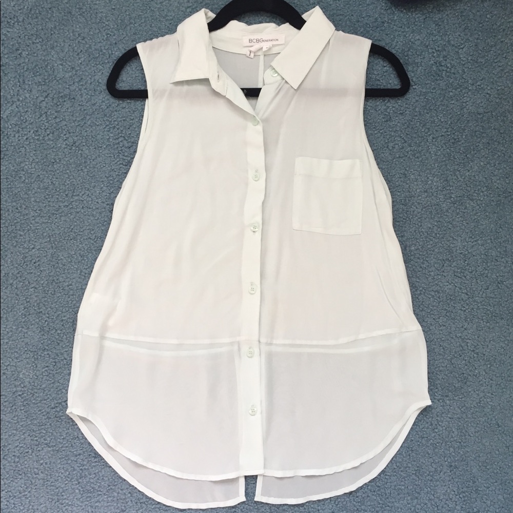 BCBG mixed media top
